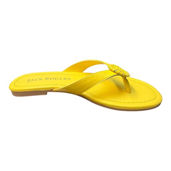 JACK ROGERS Rowan Leather Flip Flops Padded Insole Slip On Yellow 6 NIB - Picture 2 of 7